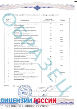 Образец приложение к диплому (страница 2) Армянск Профессиональная переподготовка сотрудников 
